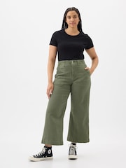 Gap Green High Waisted Wide Leg Utility Jeans - Image 3 of 9