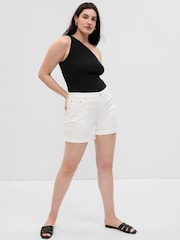 Gap White Denim Mid Rise Girlfriend Shorts - Image 1 of 5