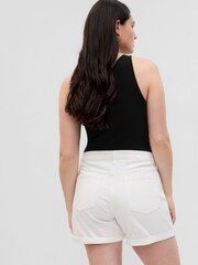 Gap White Denim Mid Rise Girlfriend Shorts - Image 2 of 5