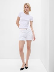 Gap White Denim Mid Rise Girlfriend Shorts - Image 3 of 5