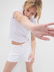 Gap White Denim Mid Rise Girlfriend Shorts - Image 5 of 5