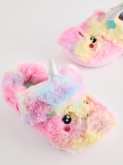 Multi Unicorn Faux Fur Clog Slippers - Image 3 of 6