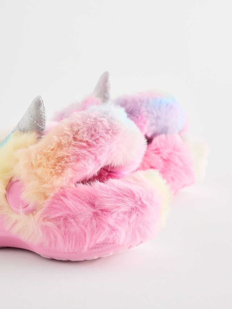 Multi Unicorn Faux Fur Clog Slippers - Image 5 of 6