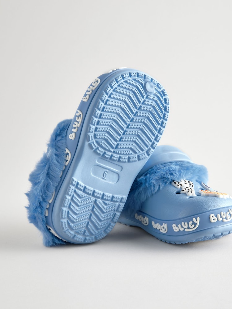 Blauw - Bluey - pantoffelklompen met voering van imitatiebont - Image 3 of 6