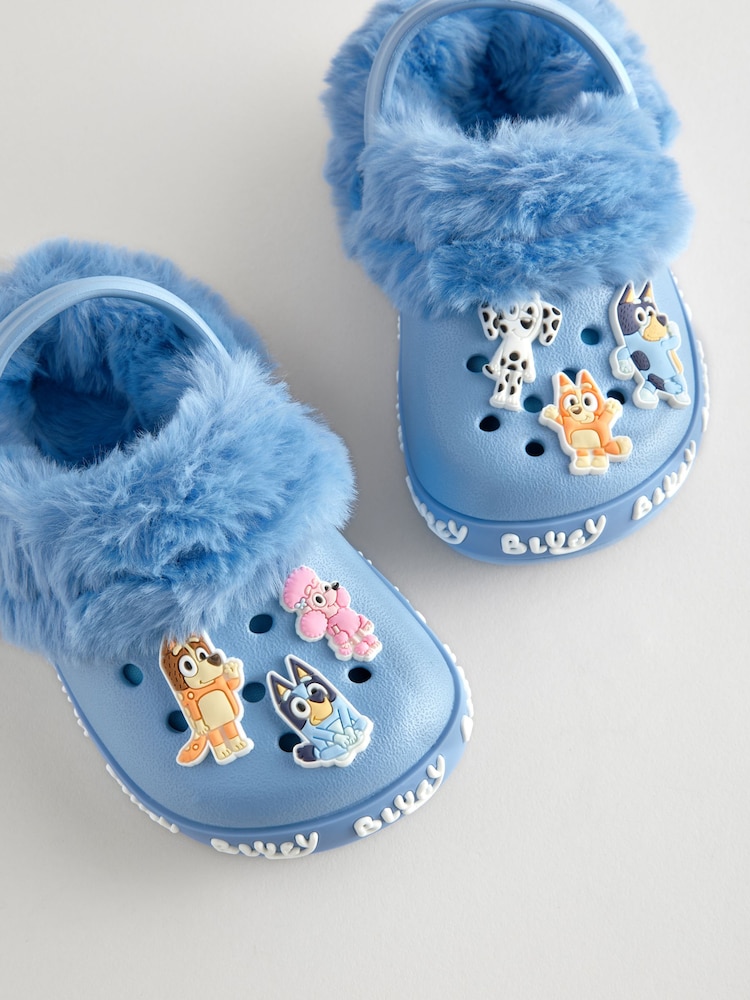 Blauw - Bluey - pantoffelklompen met voering van imitatiebont - Image 4 of 6