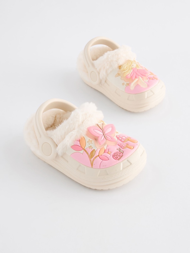 Crème - Chaussons sabots doublés de fausse fourrure - Image 1 of 2