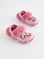 Pink Minnie Mouse Faux Fur Lined Clog Slippers - Image 1 of 5