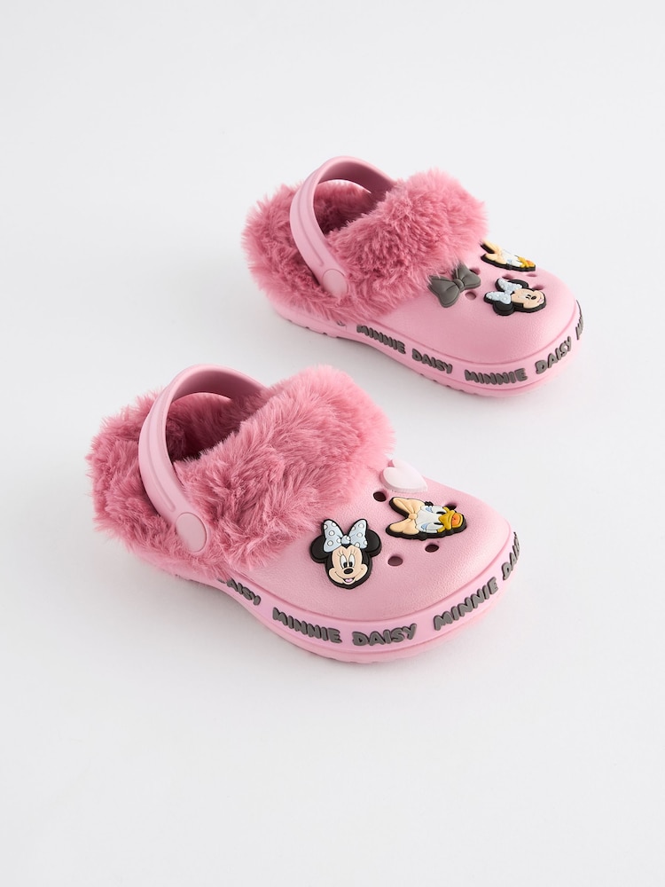 Pink Minnie Mouse Faux Fur Lined Clog Slippers - Image 1 of 5