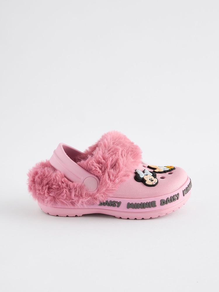 Pink Minnie Mouse Faux Fur Lined Clog Slippers - Image 2 of 5