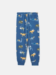 Joules Doze Days Blue & Orange Dinosaur Print Jersey Pyjama Set - Image 7 of 9