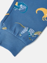 Joules Doze Days Blue & Orange Dinosaur Print Jersey Pyjama Set - Image 8 of 9