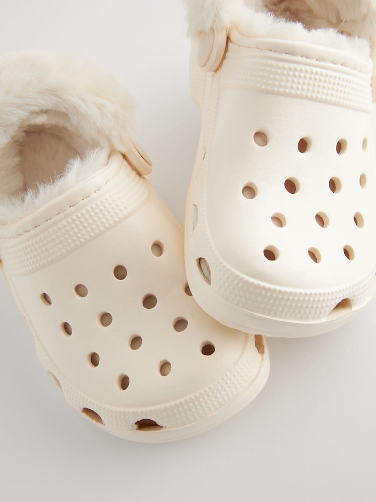Neutraal wit - Pantoffelklompen met voering van imitatiebont - Image 3 of 6