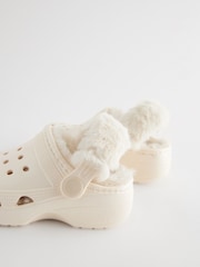 Neutral White Faux Fur Lined Clog Slippers - Image 5 of 6