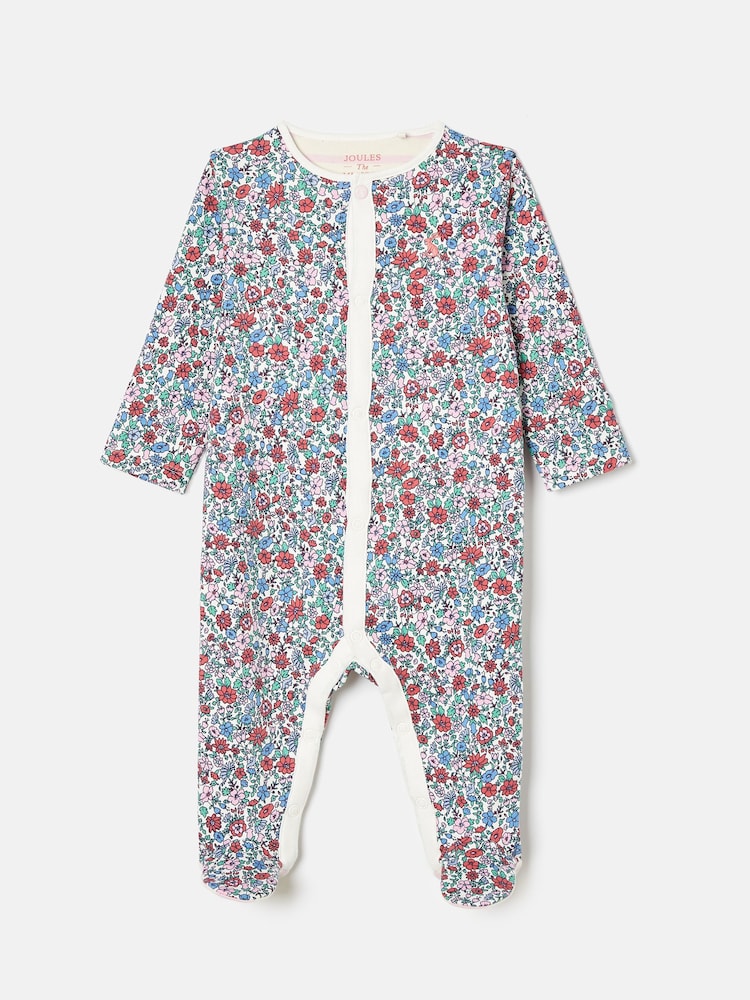 Joules Girls' Razamataz Blue Ditsy Print Cotton Babygrow - Image 1 of 4