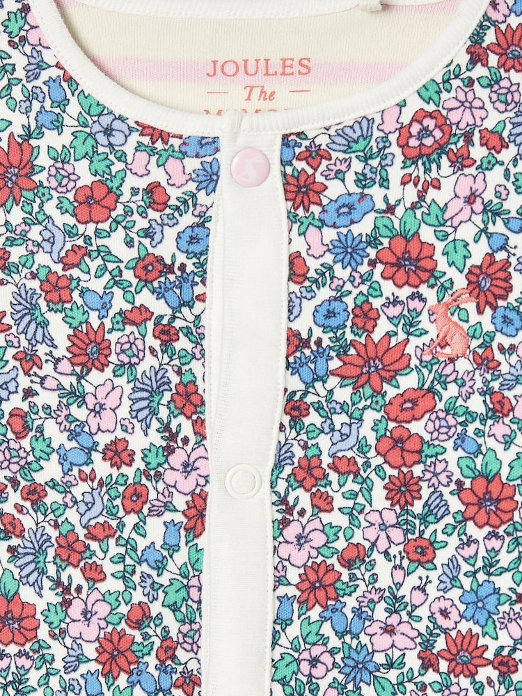 Joules Girls' Razamataz Blue Ditsy Print Cotton Babygrow - Image 2 of 4