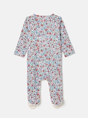 Joules Girls' Razamataz Blue Ditsy Print Cotton Babygrow - Image 3 of 4