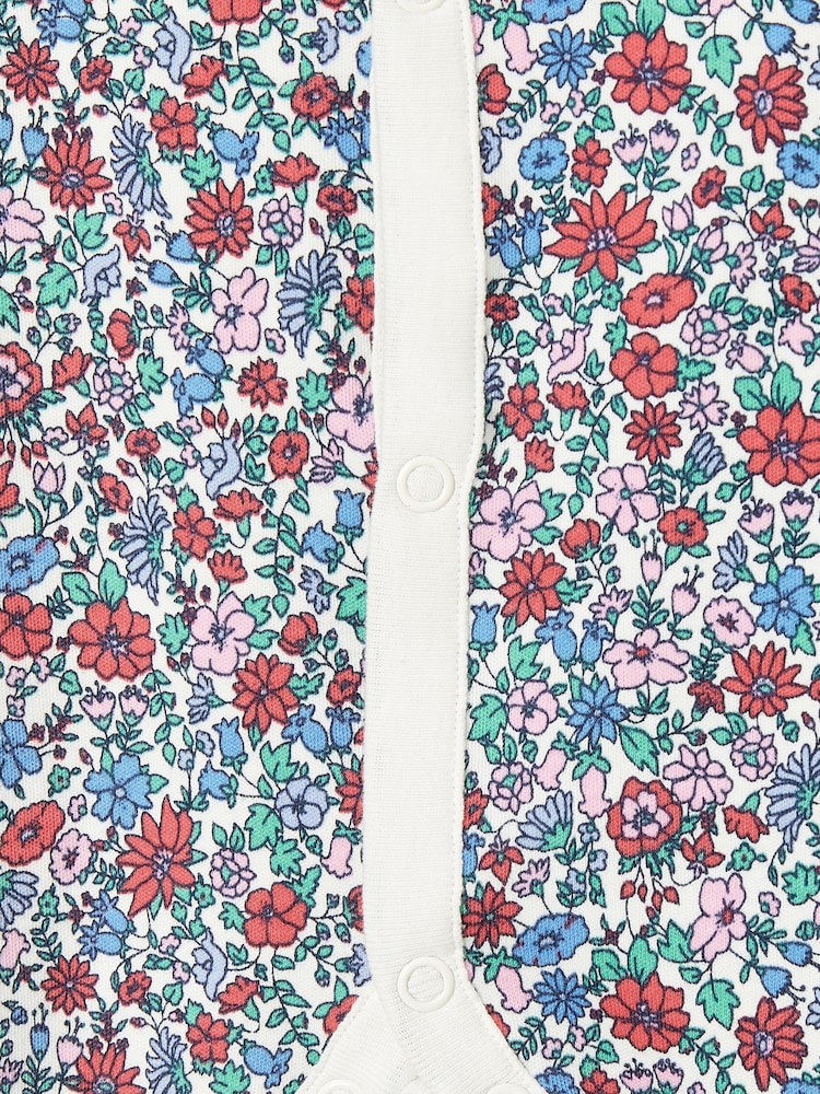 Joules Girls' Razamataz Blue Ditsy Print Cotton Babygrow - Image 4 of 4