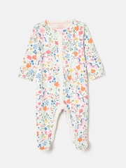 Joules Girls' Razamataz Cream Horse Print Cotton Babygrow - Image 1 of 4