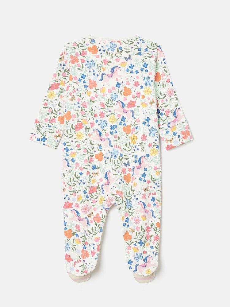 Joules Girls' Razamataz Cream Horse Print Cotton Babygrow - Image 2 of 4