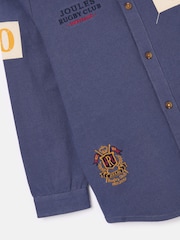 Joules Boys' Emmett Blue Embroidered and Embellished Shirt - Image 4 of 5