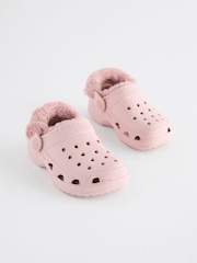 Pink Faux Fur Lined Clog Slippers - Image 1 of 5