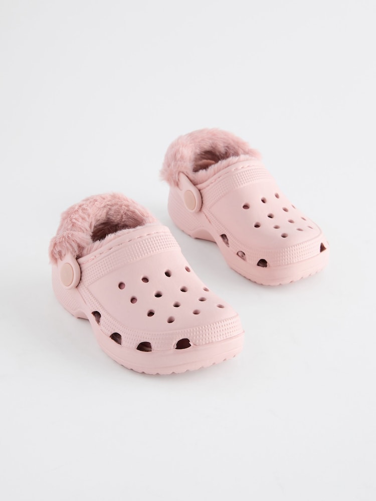 Pink Faux Fur Lined Clog Slippers - Image 1 of 5