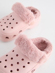 Pink Faux Fur Lined Clog Slippers - Image 5 of 5