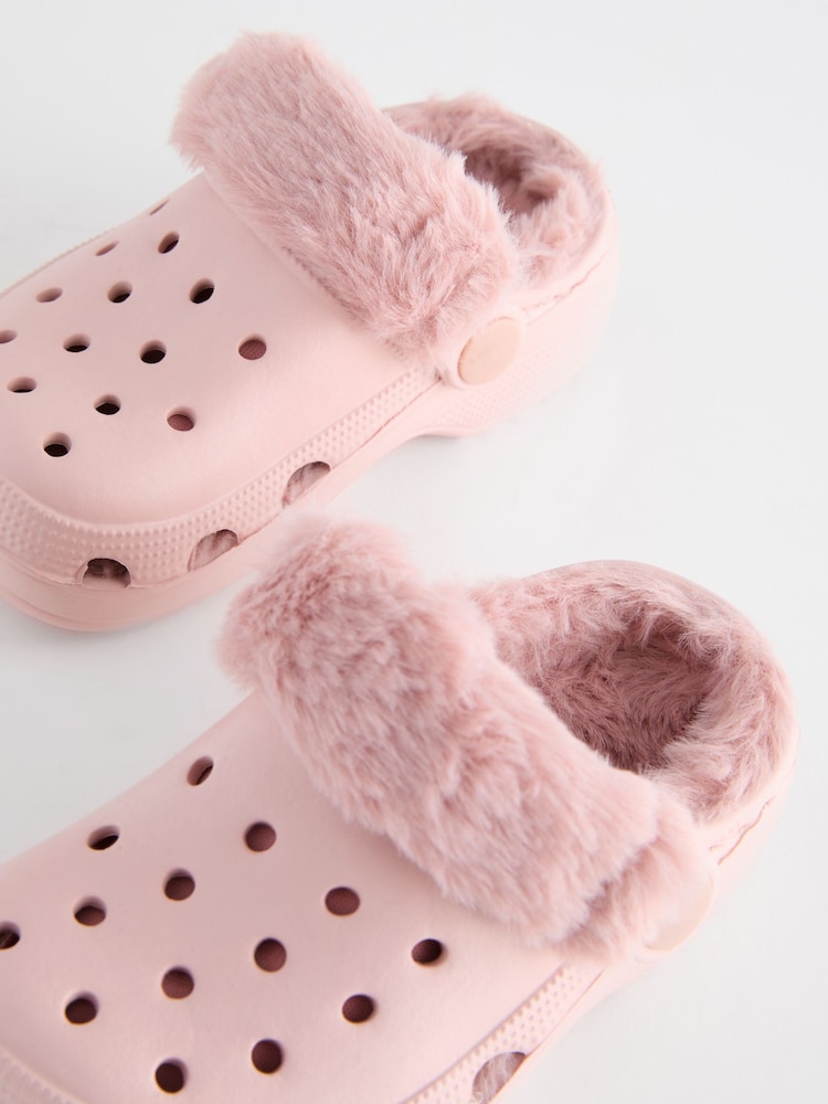 Pink Faux Fur Lined Clog Slippers - Image 5 of 5