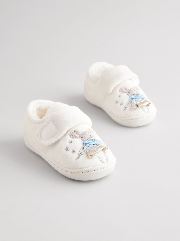 White Fairy Mouse Corduroy Cupsole Slippers - Image 1 of 6