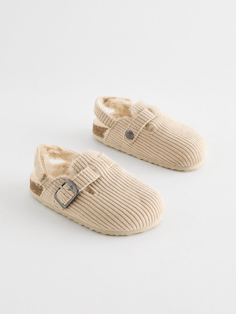 Neutral Corduroy Corkbed Slippers - Image 1 of 7