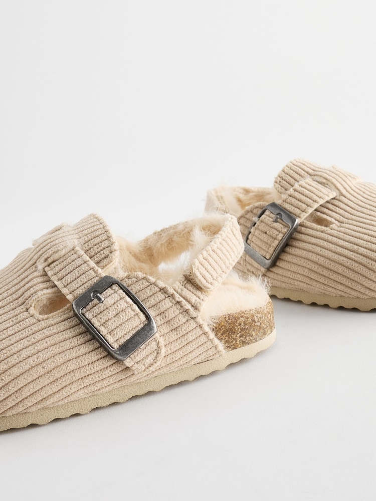 Neutral Corduroy Corkbed Slippers - Image 6 of 7