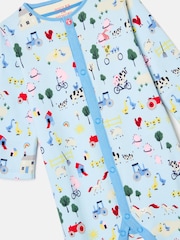 Joules Razamataz Blue Farm Print Cotton Babygrow - Image 2 of 3
