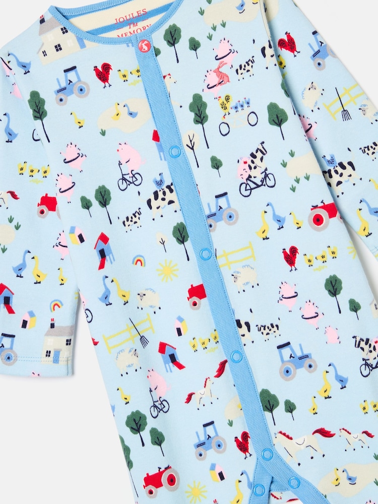 modra Kmetija potisk; vzorec - Joules Razamataz bombaž Babygrow - Slika 2 iz 3 modra Kmetija potisk; vzorec - Joules Razamataz bombaž Babygrow - Slika 2 iz 3
