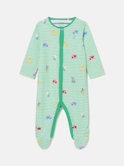 Joules Razamataz Green Farm Print Cotton Babygrow - Image 1 of 4