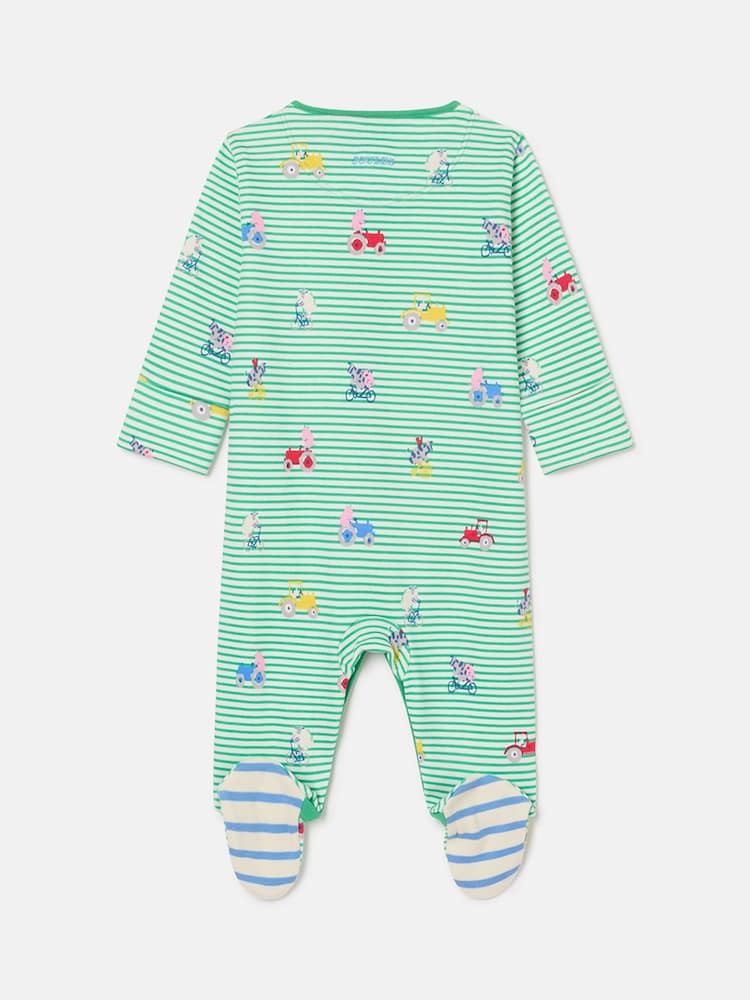 Joules Razamataz Green Farm Print Cotton Babygrow - Image 2 of 4