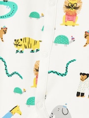 Joules Razamataz Cream Zoo Print Cotton Babygrow - Image 2 of 4