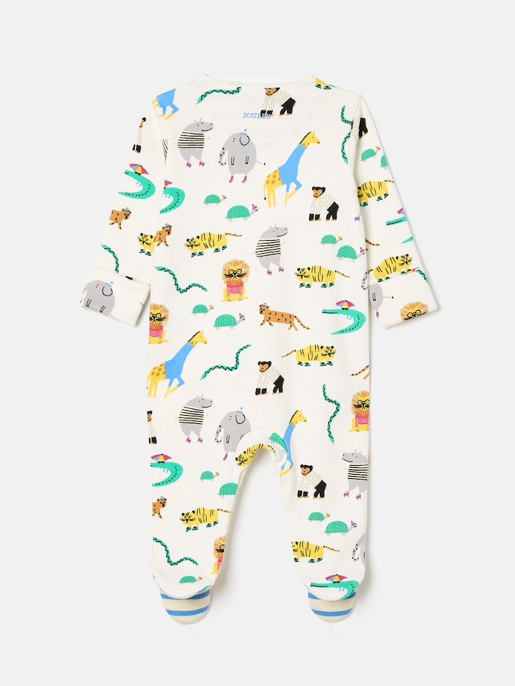 Joules Razamataz Cream Zoo Print Cotton Babygrow - Image 3 of 4