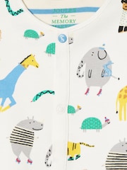 Joules Razamataz Cream Zoo Print Cotton Babygrow - Image 4 of 4