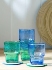 Sur La Table Set of 4 Green Colour Me Happy Glass Tumblers - Image 1 of 2