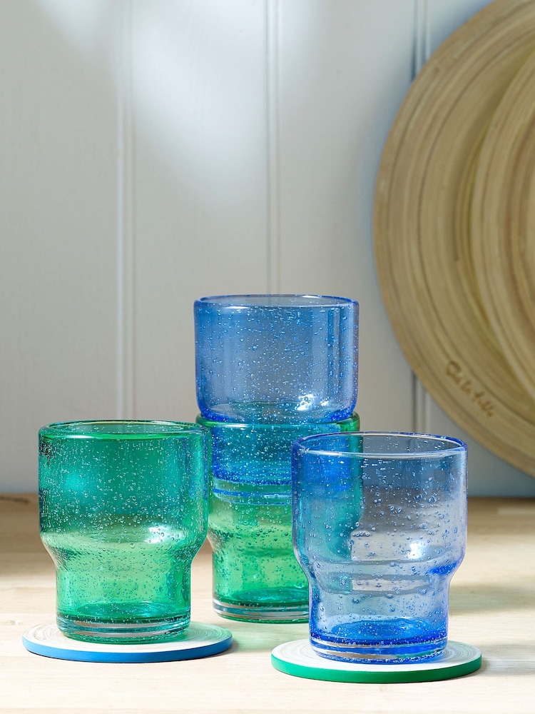 Sur La Table Set of 4 Green Colour Me Happy Glass Tumblers - Image 1 of 2
