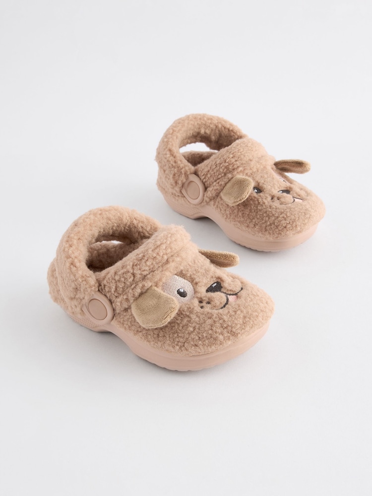 Brown Borg Dog Faux Fur Clog Slippers - Image 1 of 5
