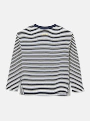 Joules Boys' Arthur Navy & Cream Stripe Henley Top - Image 2 of 2