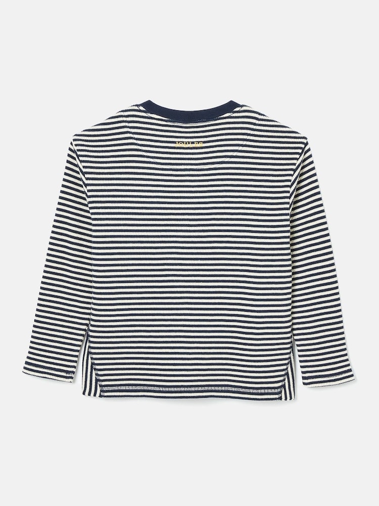 Joules Boys' Arthur Navy & Cream Stripe Henley Top - Image 2 of 2