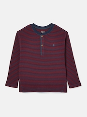 Joules Boys' Arthur Berry Red & Navy Stripe Henley Top - Image 1 of 4