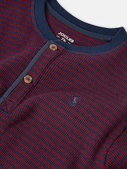 Joules Boys' Arthur Berry Red & Navy Stripe Henley Top - Image 2 of 4