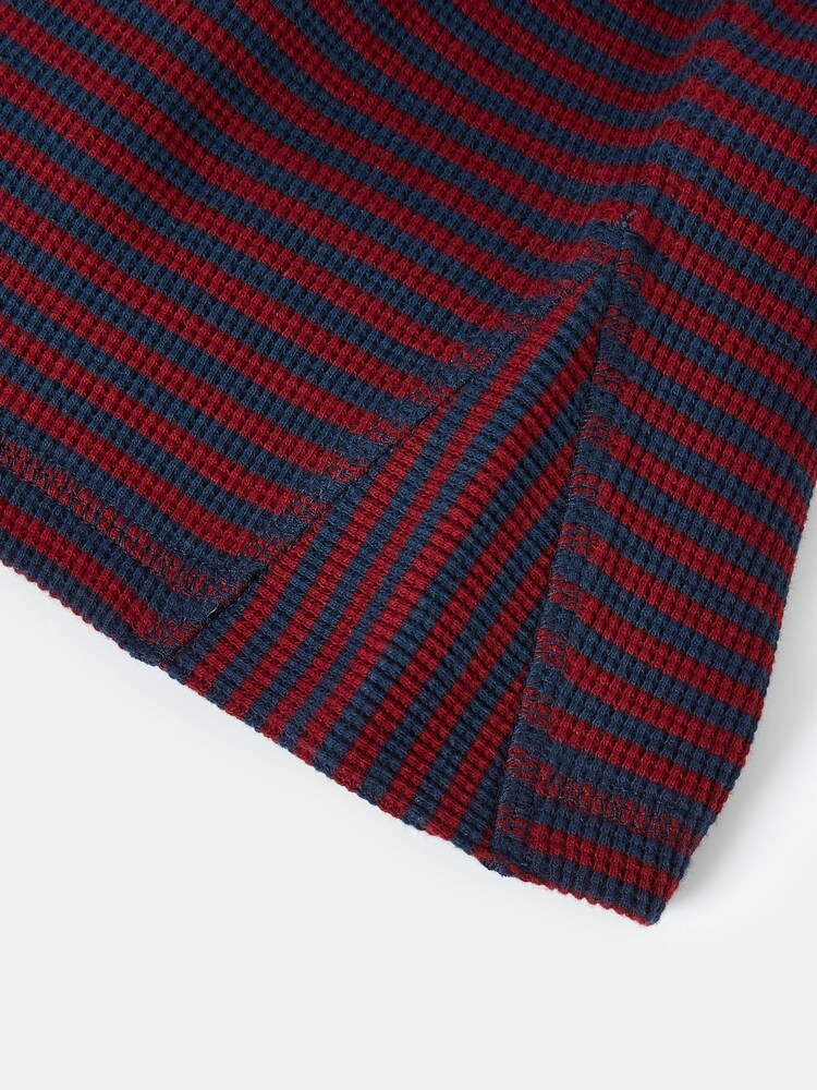 Joules Boys' Arthur Berry Red & Navy Stripe Henley Top - Image 4 of 4