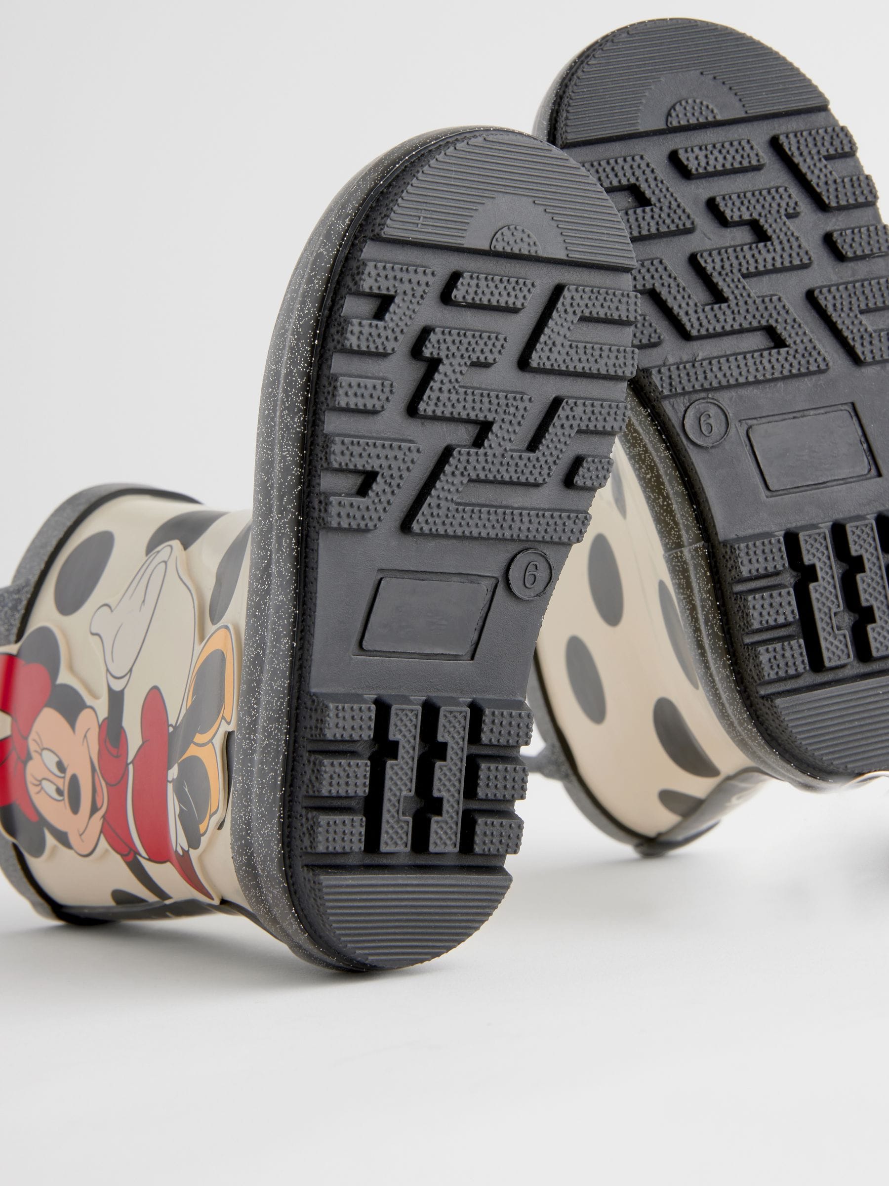 Cumpără Negru/Alb - Cizme de cauciuc cu mânere Minnie Mouse și