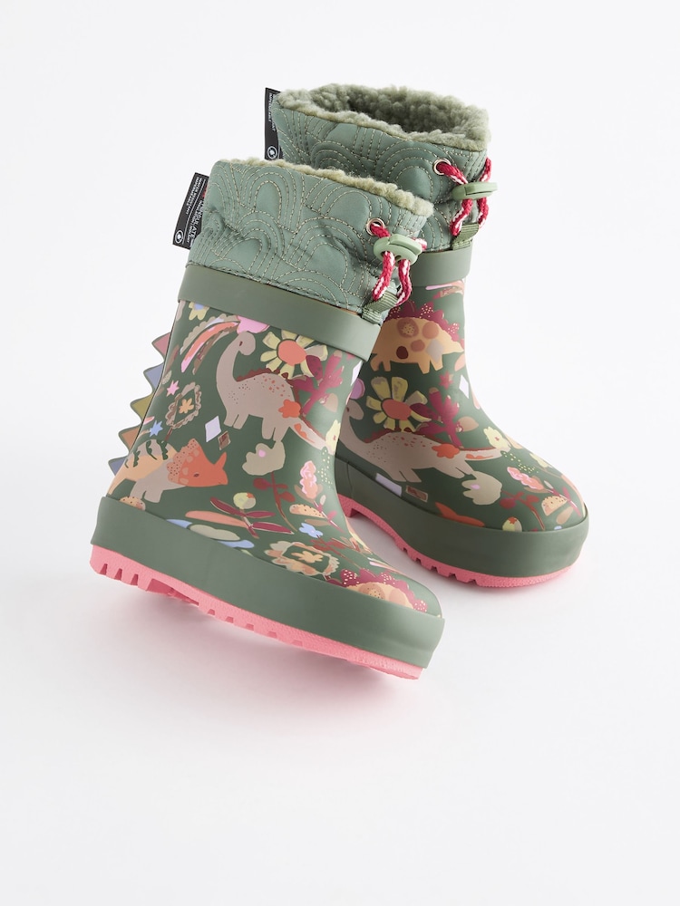 Green Dinosaur Cuff Wellies - Image 1 of 5