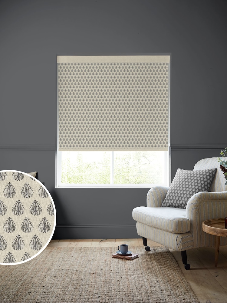 Emily Bond Charcoal Grey Jaipur Made to Measure Roller Blind - Image 1 of 6