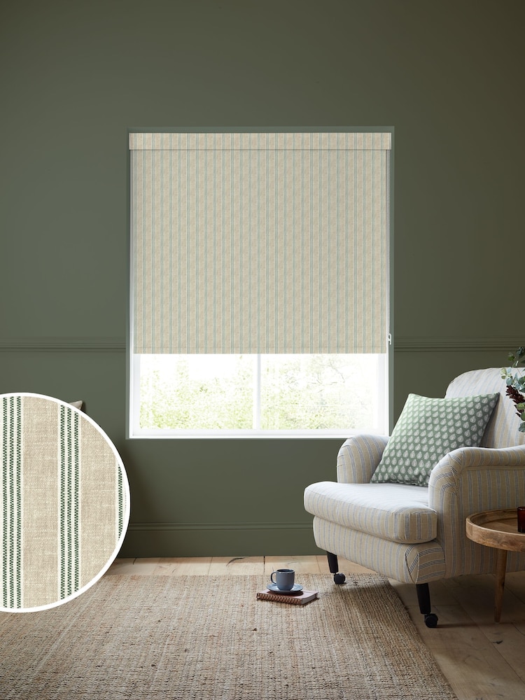 Emily Bond Fern Green George Stripe Made To Measure Roller Blind - Image 1 of 6